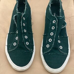 Size 5 - Corky’s Babalu Canvas Green Slip-on Sneakers (Adults or Kids)